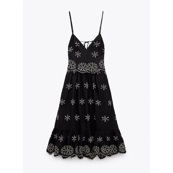 Zara | Dresses | Nwt Zara Woman Embroidery Embroidered Black Dress Size Xxl  | Poshmark